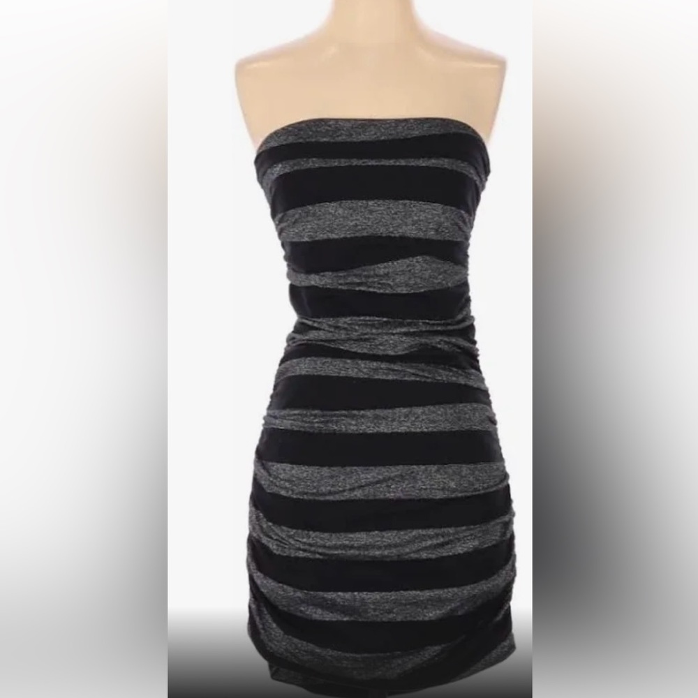Express striped gray glitter and black tube dress  size small